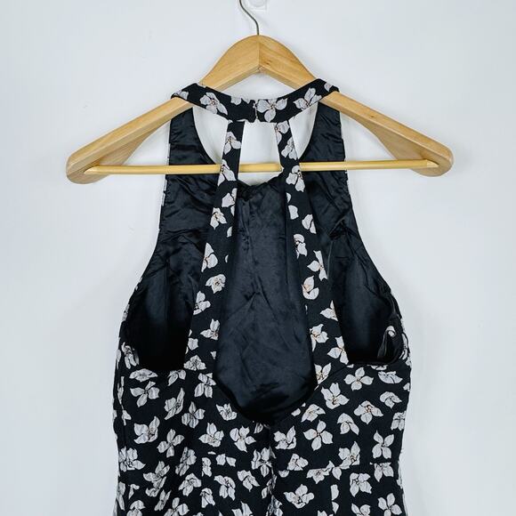 ML Monique Lhuillier Sleeveless Floral High Neck Gown Black Women's Size 10 - Picture 8 of 16